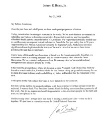 President Biden Letter - Leaving Campaign