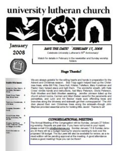 University Lutheran Church Newsletter - January 2008