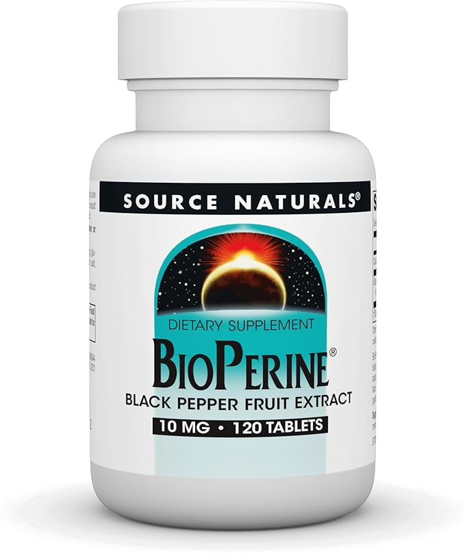 Source Naturals BioPerine - Black Pepper Fruit Extract, Promotes Nutrient Absorption* 10 mg, 120 Tablets