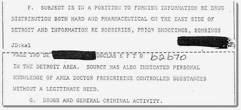 Excerpt from an FBI teletype regarding "opening" Richard Wershe Sr. as an informant.