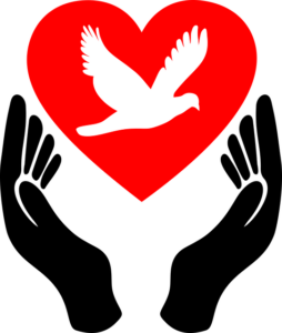 Hands Holding Heart with Dove