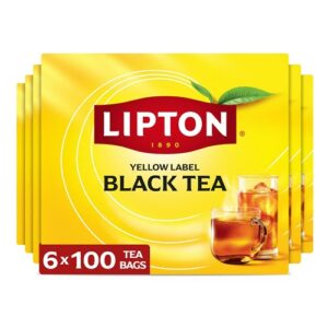 Lipton Black Tea Bags, Hot or Iced Tea with High Caffeine, 600 Total Bags (100ct - Pack of 6)