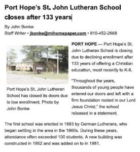 Port Hope’s St. John Lutheran School closes after 133 years